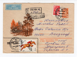 1982  RUSSIA,YEREVAN TO BELGRADE,YUGOSLAVIA,4 KOP. ILLUSTRATED,RECORDED,AIRMAIL,STATIONERY COVER,USED - Other & Unclassified