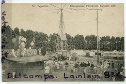 - 50 - Exposition Internationale D'électricité, 1908, MARSEILLE - Aéroplane, Et Trombineoscope, Non écrite, TTBE, Scans. - Electrical Trade Shows And Other