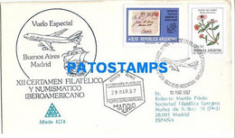 151295 ARGENTINA BUENOS AIRES COVER CANCEL AVIATION VUELO ESPECIAL IBEROAMERICANO 1987 CIRCULATED TO SPAIN NO POSTCARD - Storia Postale