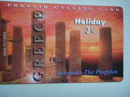 GREECE  USED PREPAID CARDS  MONUMENTS LADSCAPES ATHENS  PROPYLEA - Landschappen