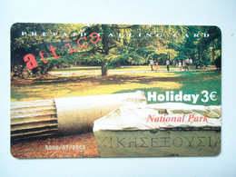 GREECE  USED PREPAID CARDS  MONUMENTS LADSCAPES ATHENS  PARK - Paysages