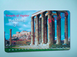 GREECE  USED PREPAID CARDS  MONUMENTS LADSCAPES JUPITER  ATHENS - Paysages