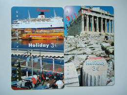 GREECE  2 USED PREPAID CARDS  MONUMENTS LADSCAPES - Paysages