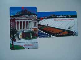 GREECE  2   USED PREPAID CARDS  MONUMENTS LADSCAPES - Landscapes