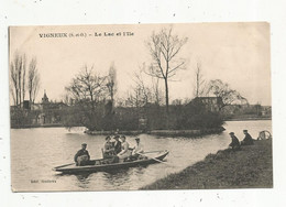 Cp,  91 , VIGNEUX , Le Lac Et L'ile ,barque ,écrite - Vigneux Sur Seine