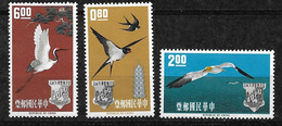 Formose Taïwan N°434 à 436 Oiseaux  Neufs  * *  Et *  B/TB= MNH/MH F/VF    Voir Scans  - Nuovi