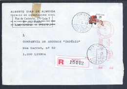 Carta Registada Do Município, Porto Em 7/6/1989 Com Adicional De Franquia Mecânica De Encomendas Postais, Porto. - Briefe U. Dokumente