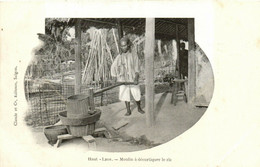 PC CPA LAOS INDOCHINA HAUT LAOS MOULIN �? DÉCORTIQUER (b23427) - Laos