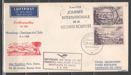 Lussemburgo 1958 - Volo Inaugurale Hamnurg-Santiago De Chile           (g7135) - Storia Postale