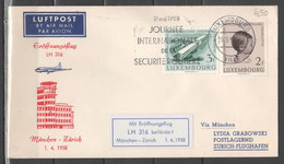 Lussemburgo 1958 - Volo Inaugurale München-Zürich        (g7136) - Cartas & Documentos