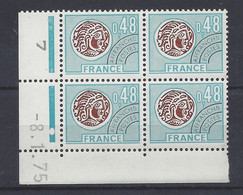 MONNAIE GAULOISE - PREO N° 135 - Bloc De 4 COIN DATE - NEUF** - 8/1/75 - 1 Point - Precancels