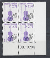 VIOLON - PREO N° 212 - Bloc De 4 COIN DATE - NEUF** - 8/10/90 - Precancels