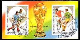 BULGARIA 1989 Football World Cup Imperforate Block Used.  Michel Block 208B - Used Stamps