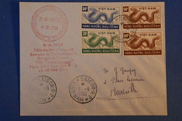 G3 VIETNAM BELLE LETTRE 1952 FETES DES AMES ERRANTES SAIGON POUR MARSEILLE FRANCE +TAMPON TAXES AFFRANCH. PLAISANT - Vietnam