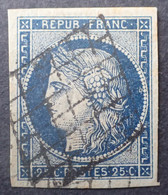X348 - CERES N°4a Bleu Foncé - LUXE - GRILLE NOIRE - 1849-1850 Cérès