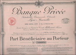 BANQUE PRIVEE INDUSTRIELLE-COMMERCIAL-COLONIALE- LYON-MARSEILLE - LOT DE 4 ACTIONS DE 250 FRS -ANNEE 1924 - Banca & Assicurazione