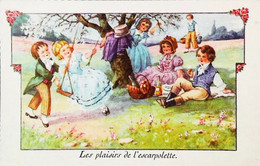 ► CPA   -   Illustration  Escarpolette Balançoire Pique Nique - Spielzeug & Spiele