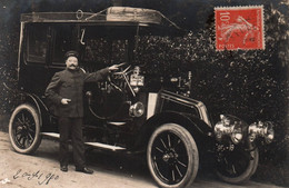 TRES BELLE CARTE PHOTO AUTOMOBILE ET CHAUFFEUR 1910 - Taxi & Fiacre