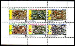 BULGARIA 1989 Snakes Sheetlet Used.  Michel 3784-89 Kb - Gebruikt