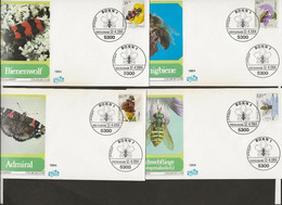 ALLEMAGNE - SERIE INSECTES N° 1034 A 1037 SUR 4 LETTRES FDC - ANNEE 1984 - Honeybees