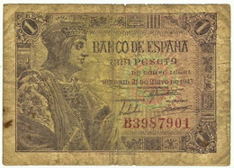 ESPAÑA - 1 Peseta - 21.05.1943 - Pick 126 - Serie B - SPAIN - King Fernando II - 1-2 Pesetas