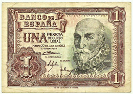 ESPAÑA - 1 Peseta - 22.07.1953 - Pick 144 - SERIE L - Spain - Marquês De Santa Cruz - 1-2 Pesetas