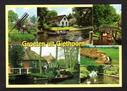 Pays-Bas - Groeten Uit Giethoorn - Vues Divers Barques Sur Les Canaux , Vaches Dans Une Barque - Giethoorn