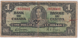CANADA 1 DOLLAR 1937 , GORDON - TOWERS , P-58d - Canada