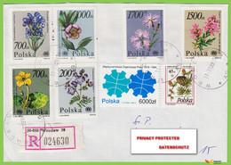 Voyo POLAND 1995 Registered Letter With Mixed Stamps - New And Old Denominations 1990s Protected Plants - Cartas & Documentos