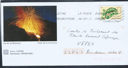 Charter Stationery Of Volcanic Eruption Of Piton La Fournaise Volcano, French Island Reunion. Chameleon Reunion Isla. - Volcans