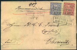 1869, Einschreiben Ab DRESDEN VII Mit Seltener Mischfrankatur 2 Gr. Durchstochen Und 1 Gr. Gezähnt - Cartas & Documentos