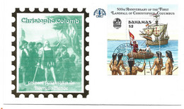 Enveloppe FDC 1er Jour BAHAMAS Bloc Feuillet Christophe COLOMB 1992 - Christoph Kolumbus