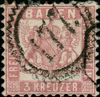 ALLEMAGNE / GERMANY / BADEN Ca.1862 "177" (Karlsruhe Stadpost) Sondertype Mit Zackenkranz /Mi.18 - Usati