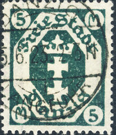 DANZIG 1923 - " DANZIG-LANGFUHR F " (Wolff 16, Rare) DS On Mi.108 5M Green - Oblitérés
