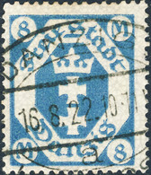 DANZIG 1923 - " DANZIG 1 A LUFTPOST " (Wolff 2) DS On Mi.108 8M Turquoise - Usati