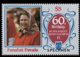 TUVALU-Funafuti 1986 Birthday Q2 SPECIMEN $5 (fr.sheetlet) - Tuvalu