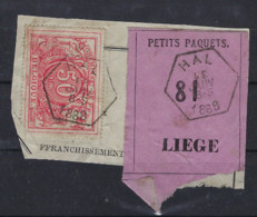SP 11 / TR 11 Fragment Met Etiquette PETITS PAQUETS : Nr. 81 HEXAGONALE Stempel HAL > LIEGE ! LOT 269 - Documenten & Fragmenten