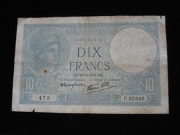 10 Dix Francs Minerve Type 1915 Modifié  26=12=1940   **** EN ACHAT IMMEDIAT **** - 10 F 1916-1942 ''Minerve''