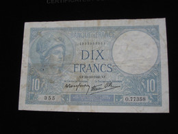 10 Dix Francs Minerve Type 1915 Modifié  10=10=1940   **** EN ACHAT IMMEDIAT **** - 10 F 1916-1942 ''Minerve''