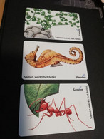 NETHERLANDS CHIPCARD SERIE GASUNIE 3 CARDS PRIVATE ISSUEHFL 2,5,5,7,5 SEAHORSE,RED ANT  MINT CARD  ** 4466** - Public