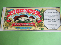 Etiquette Conserve/Cèpes Au Naturel/CHAMBON & MARREL/SOUILLAC( Lot )/French Brand/Ronteix Périgueux Début XX  ETIQ185bis - Fruits Et Légumes