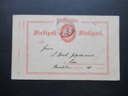 1899 Privatpost Stadtpost Stuttgart  / Privat Ganzsache Postkarte Aus Dem Bedarf - Privatpost