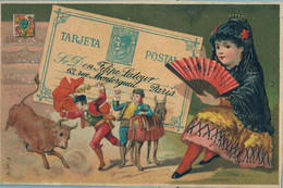 CROMO ANTIGUO , MAISON PHILIPPE LATOUR , ENTERO POSTAL DE ESPAÑA , TRAJE TÍPICO , TOROS , TAUROMAQUIA - Sonstige & Ohne Zuordnung