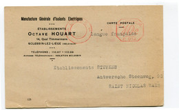 1945 Carte Postale Met 10c Frankering P 012 - LIEGE  - Ets OCTAVE HOUART - Isolants Electriques - ...-1959