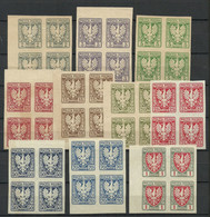 POLEN Poland 1919 = 10 Values From Michel 54 - 64 (Michel 57 (6 H) Is Missing/fehlt) S 4-blocks MNH - Ungebraucht