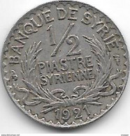 Syria 1/2 Piastres 1921  Km 68  Xf Catalog Val 30$ - Siria