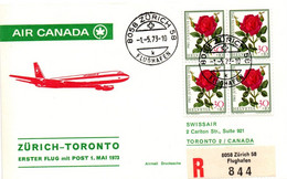 Zurich Toronto 1973 - Air Canada - 1er Vol Erstflug First Flight - Roses Fleurs - Primi Voli