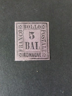 ITALIA ANTICHI STATI INTALIANI DUCATO DI ROMAGNE 1859 5 BAI VIOLA RISTAMPA DEL 1862 DI TORINO MNHL - Romagne