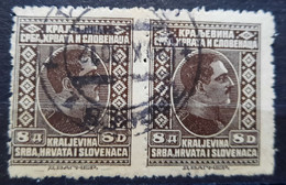 KING ALEXANDER-8 D- PAIR-ERROR-LINES-SHS-YUGOSLAVIA-1926 - Imperforates, Proofs & Errors
