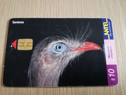 URUGUAY CHIPCARD  BIRD /VOGEL  $10  SERIEMA         Nice Used Card    **4514** - Uruguay